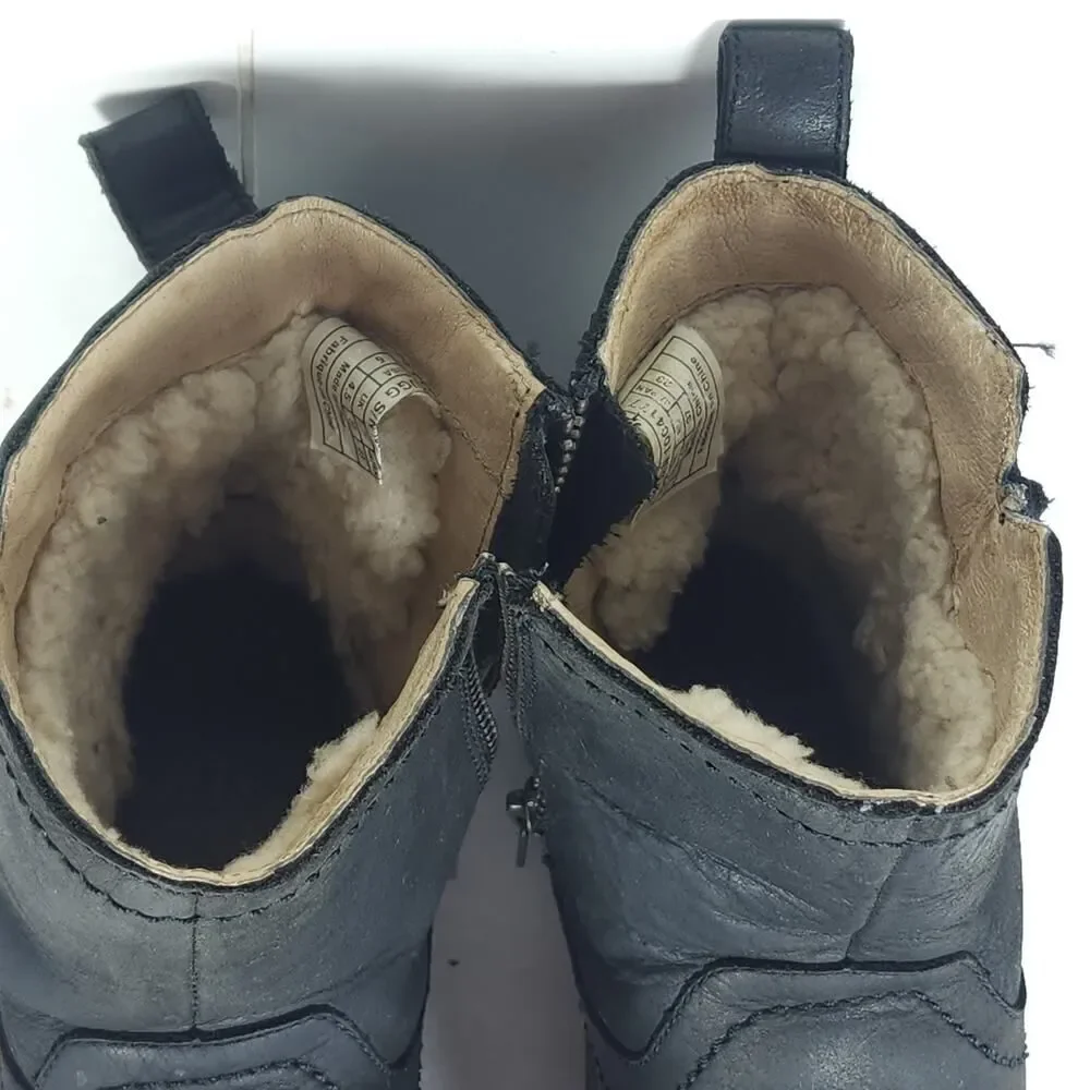 UGG Women's Neevah US6 Black Leather Sheepskin Lined Side Zip Ankle Boots Bootie